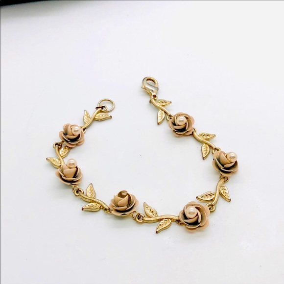 Vintage painted rose bracelet - Picture 6 of 6